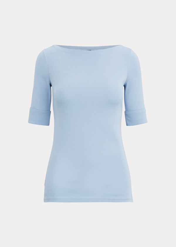 Tops Ralph Lauren Mujer Azules - Cotton-Blend Boatneck - DYUNE1520